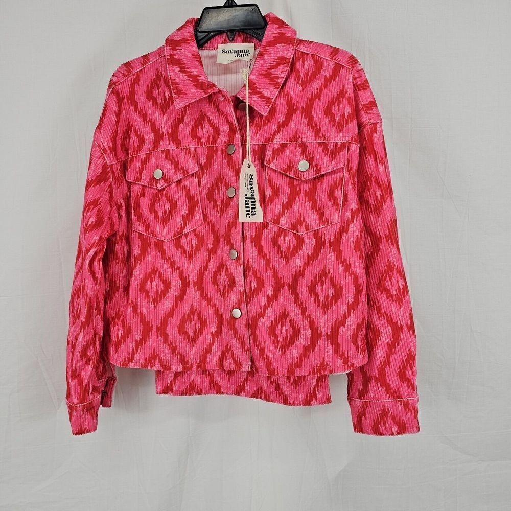 Savanna Jane THINK PINK CORDUROY JACKETAztec Red Pink Women's Size Small Nwt - Picture 4 of 13